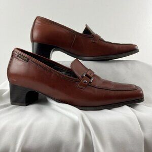 Mephisto Brown Leather Penny Loafer Heels